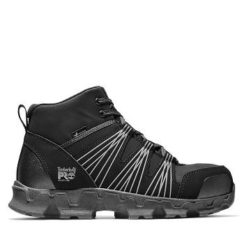 Timberland Férfi PRO Powertrain Alloy Toe ESD Mid Cut Munkavédelmi Bakancs Fekete